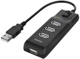 Hama USB-A-Hub 4 Ports mit Schalter schwarz