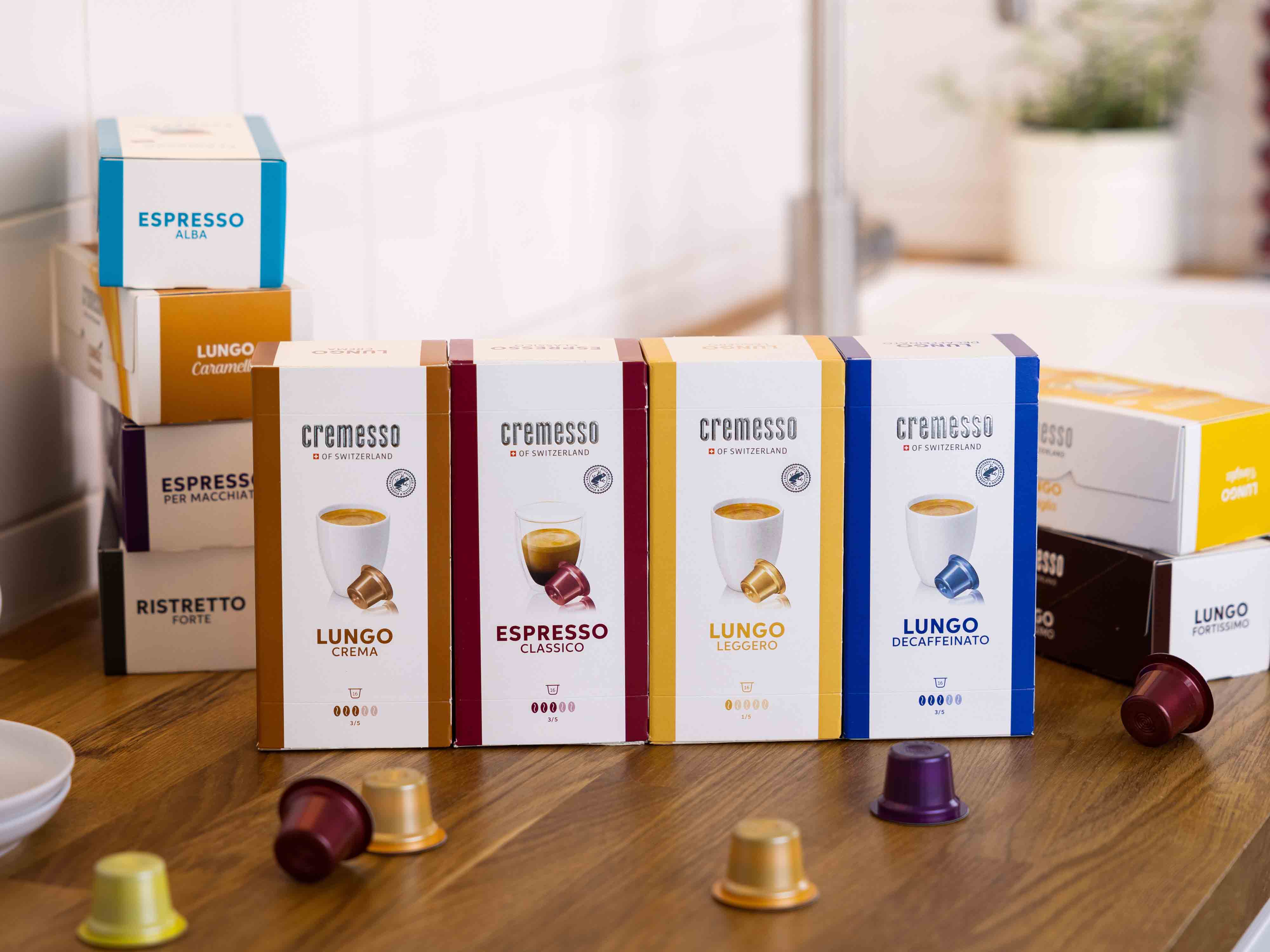 Zu den Cremesso Kaffeekapseln. Hier wurden verschieden Cremesso Kaffeekapseln abgebildet.