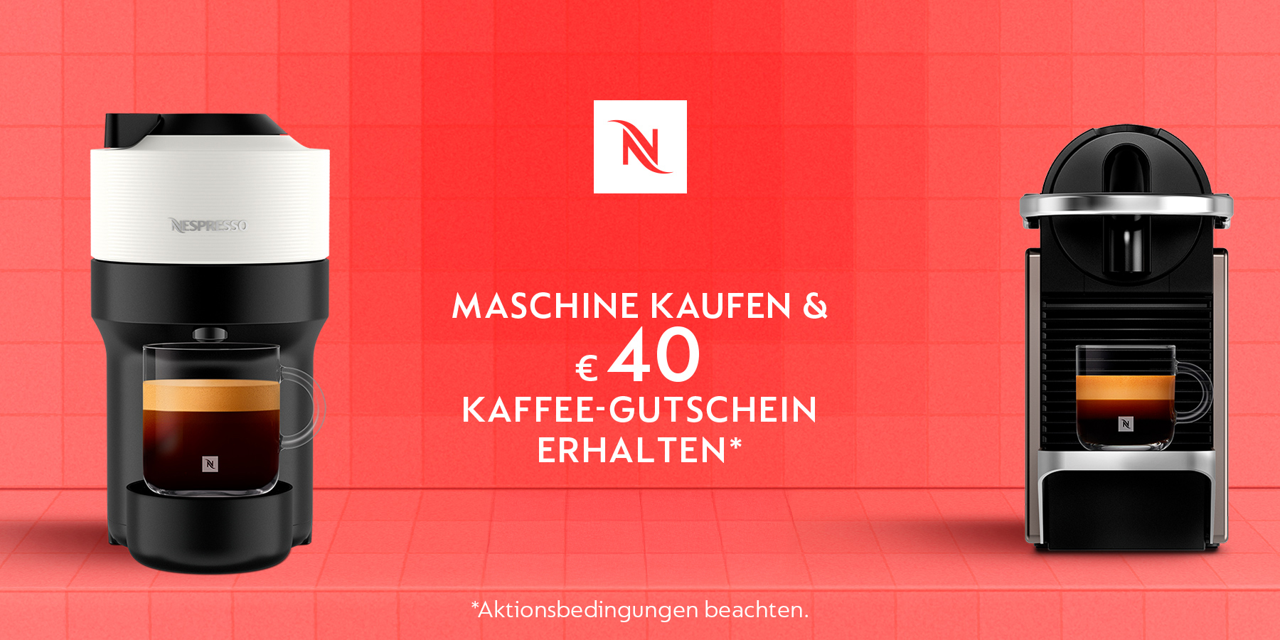 Unglaubliche Kaffeemomente mit Nespresso. Erhalten Sie einen Kaffee - Gutschein im Wert von €40,-