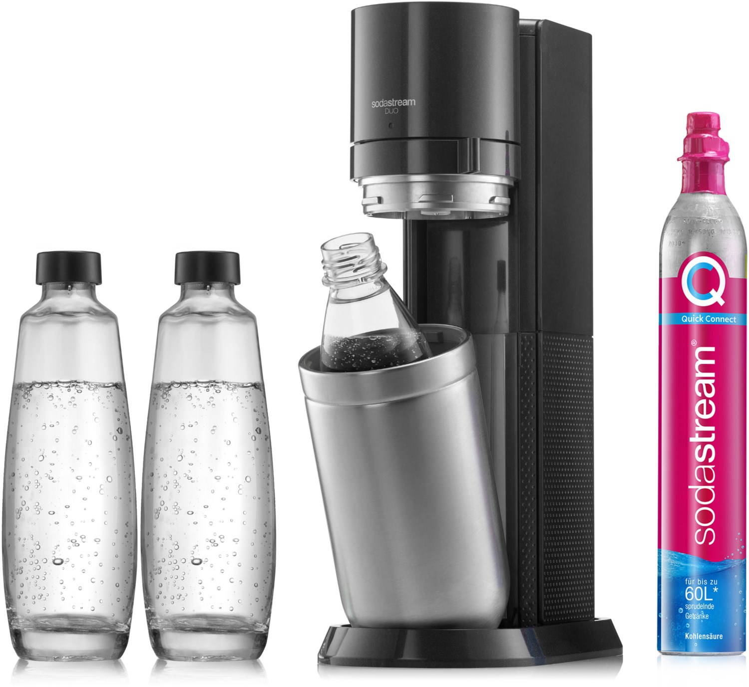 SodaStream DUO Promopack titan 2 Glaskaraffen 1 L + 1 Fuse 1 L