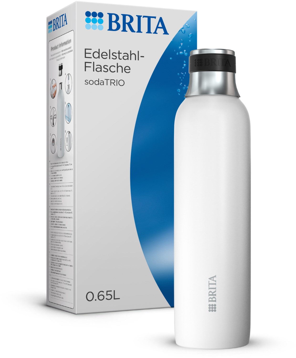 Brita sodaTRIO Edelstahlflasche klein wei&szlig;
