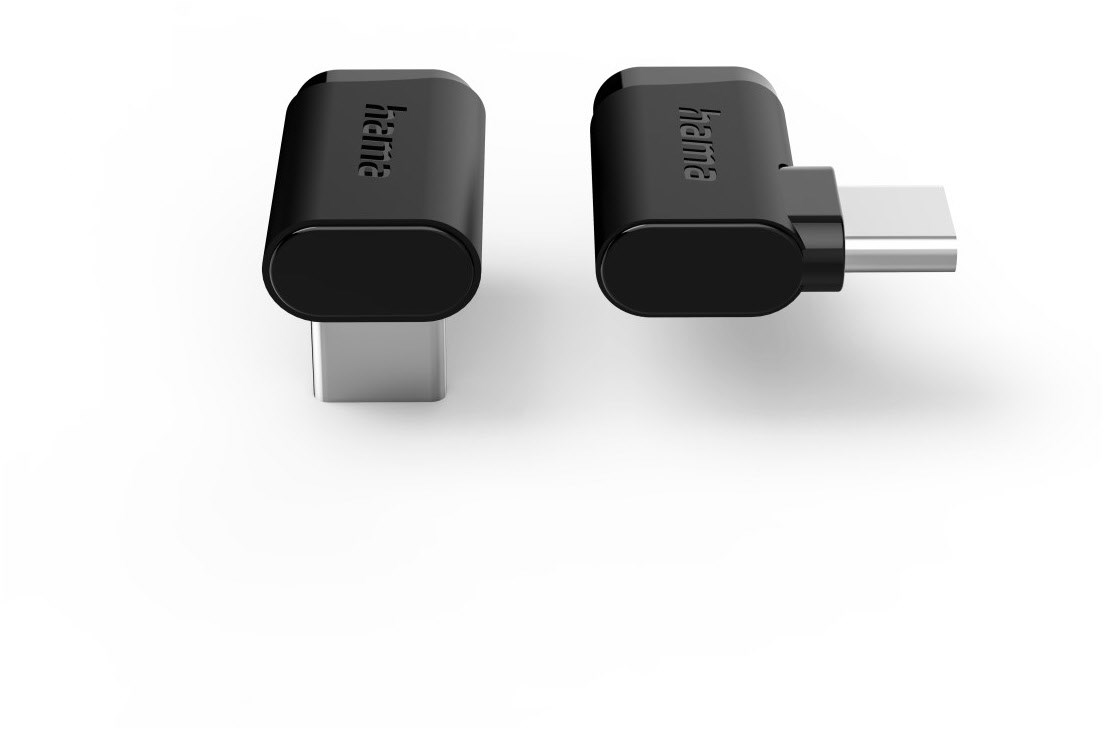Hama USB-C-Winkeladapter 90&deg; 2er Set schwarz