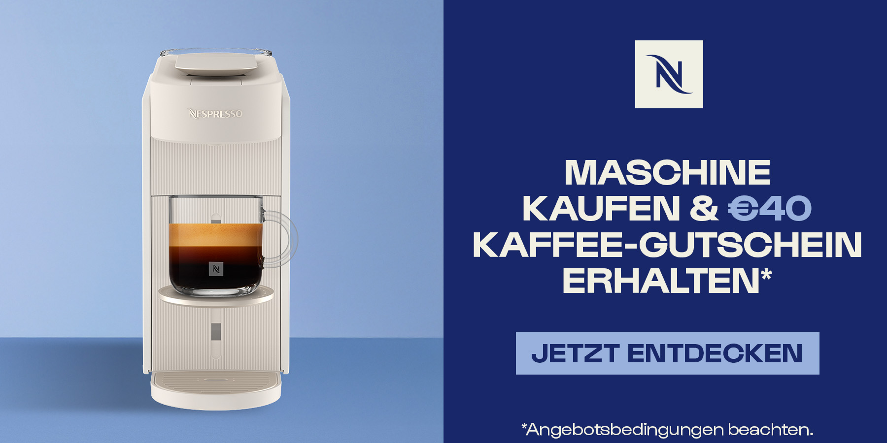 Unglaubliche Kaffeemomente mit Nespresso. Erhalten Sie einen Kaffee - Gutschein im Wert von €40,-
