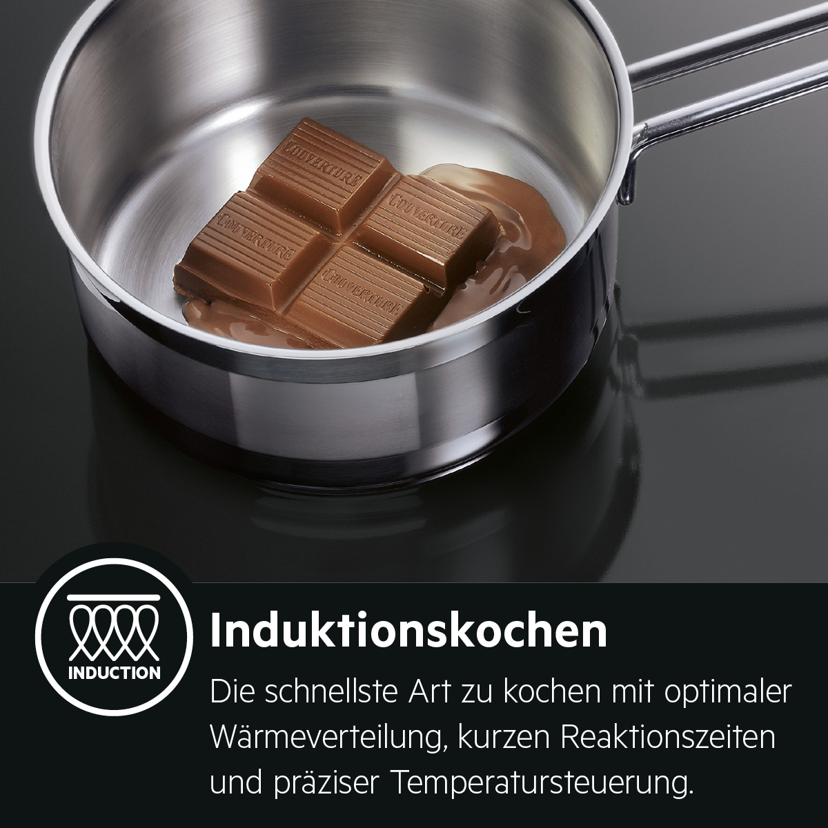 Induktionskochen. Die schnellste Art zu kochen mit optimaler W&auml;rmeverteilung, kurzen Reaktionszeiten und pr&auml;ziser Temperatursteuerung.r 