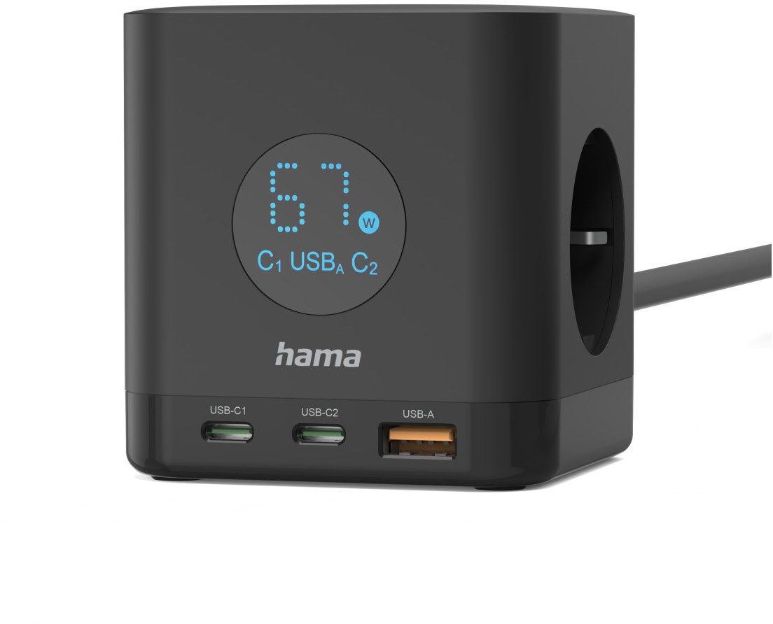 Hama Steckdosenw&uuml;rfel 3-fach (1,4m) schwarz